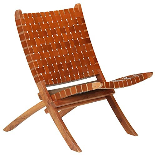 LAPOOH Relaxstuhl Klappbar Geflochten Braun Echtleder, Kinosessel, Ohrensessel, Heimkino Sofa, Schlafsessel, Relax Sessel, Tv Möbel, Seniorensessel