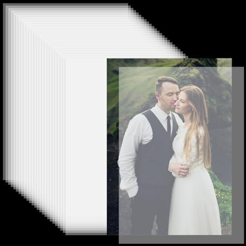 Kosiz Transparentes Pergamentpapier für Hochzeitseinladungen, Save The Date, bedruckbar, Transparent, Pergamentpapier für selbstgemachte Hochzeitseinladungen, Umschläge, 10,2 x 15,2 cm, 300 Blatt