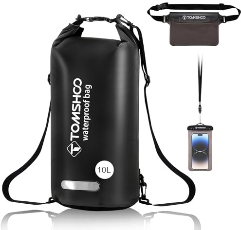 TOMSHOO Borsa Impermeabile 10L/20L Dry Bag Set Zaino Impermeabile con Marsupio Impermeabile e Custodia Impermeabile per Cellulare, Sacca Stagna per Spiaggia Kayak Nuoto Pesca Rafting Canoa Campeggio