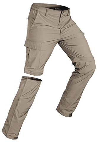 Wespornow Wanderhose-Herren-Zip-Off-Cargohose-Outdoor-Hosen-Abnehmbar-Trekkinghose, Atmungsaktiv Outdoorhose Schnell Trockend Sommer Softshellhose Funktionshose mit 5 Taschen (Taupe, M)