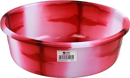 Round Plastic Basin Kitchen Bath Tub Household Wash Basin Water Storage Bowl Multipurpose Basin (Red 20)