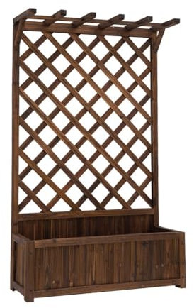 Pflanzkübel mit spalier Pflanzkasten mit rankgitter holz Große Pflanzgefäße für den Außenbereich Pflanzgefäße mit Sichtschutz Ideal für gemischte Pflanzen und Kletterpflanzen ( Size : 90*38*150cm )