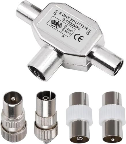 Pwocvoe Digital Signal Antenna Splitter Tv Aerial Splitter 2 X Female 2 X Male TV Aerial Coaxial Cable Connectors Adaptor,Coaxial Digital Signal Antenna Splitter,Cable TV Coax Splitter