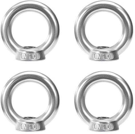 QIMEI-SHOP Écrou à œillet M10 Écrou de levage, écrous à anneau en acier inoxydable 304 pour accessoires de levage et de connexion 4 pièces
