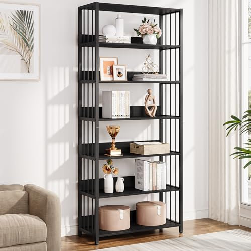 Tribesigns Bücherregal mit 6 Ebenen,190cm groß Industrielles Standregal, 30 * 80 * 190CM,Bücherschrank Lagerregal,freistehendes Regal für Wohnzimmer, Schlafzimmer und Heimbüro