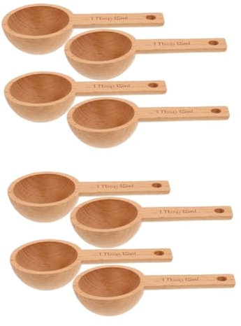 Cabilock 2 Set Da 15 Ml Di Misurino Per Caffè in Legno Set Di Cucchiai Dosatori Per Cucinare Cuocere Forno Robusti E Compatti Per 4 Pezzi*2