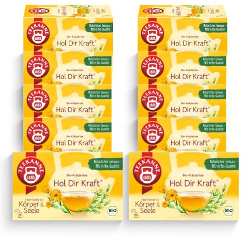 TEEKANNE Hol Dir Kraft® Bio-Kräutertee, 10 Packungen x 18 Beutel | 100% BIO Kräutertee