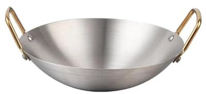 SiaBiced Wok de Acero Inoxidable para Cocinar en Casa Y Restaurantes, Sartén para Saltear Y Guisar, 26 cm