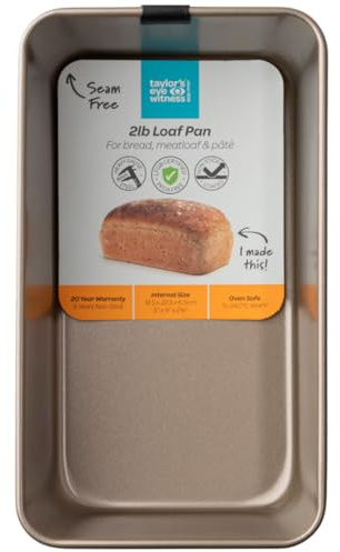 Non-Stick Bread Oven Tray - Medium Size, Heavy Gauge Steel Tin, Ideal for Everyday Cooking & Baking Cakes, Loaf, Pies, Lasagne. Gold Pan 12.5cm x 22.5cm x 6.5cm deep. 20-Year Guarantee