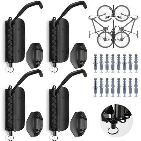 Tottist Premium Garage Wandmontierter drehbarer Fahrradträger mit Stopper – ultra platzsparend, vertikaler Fahrradhaken für die Aufbewahrung im Innenbereich, schwarz, ideal für Mountainbikes und