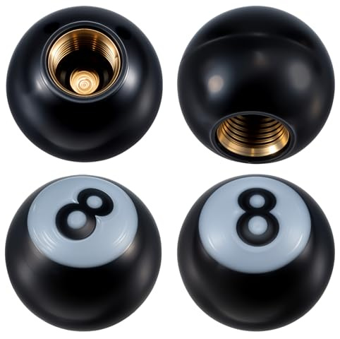 4 Stück Schwarz 8-Ball Fahrrad Ventilkappen,Ymapinc Universal Reifen Ventilkappen Anpassung an 8v1 Innendurchmesser Gewinde Kupferkern Autoventil Kappe für Auto SUV LKW Fahrrad