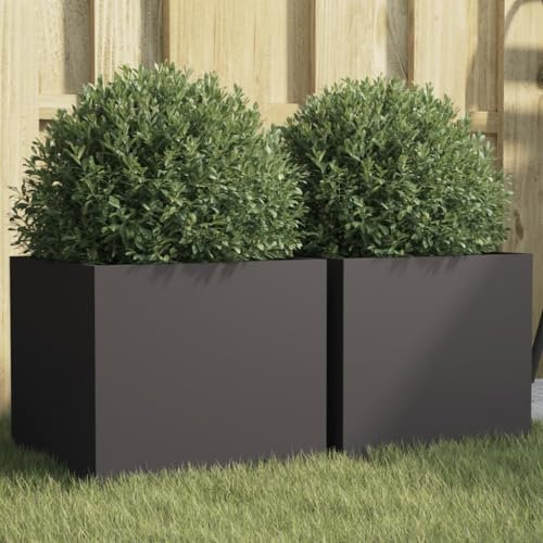 Xichuzi Jardineras 2 Unidades Acero Laminado en frío Negro 32x30x29 cm, Huerto Urbano Terraza, Jardineras Exterior, Jardineria Maceteros, Mesa De Cultivo, Huerto En Casa - 841536
