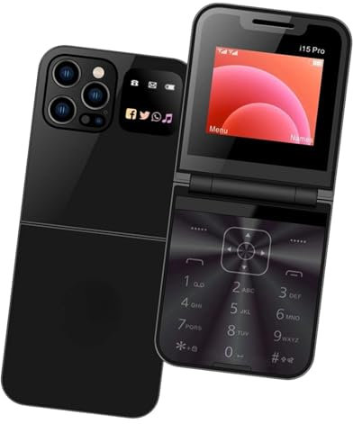 OZMDXKJ Téléphone Portable Personnes âgées, Téléphone Clapet Personnes âgées Grandes Touches Son Fort/écran Double Clair Vibration avec Lampe Poche+Appareil Photo Numérotation Une Touche,Black
