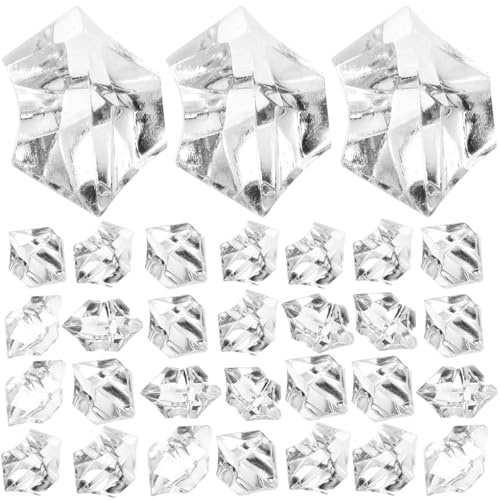 Yardwe 1 Paquet Glaçons en Plastique Feu De Table Cubes Moule à Glaçon Rond Bac à Glaçons avec Couvercle Seau à Glace Cristaux Cailloux pour Moule à Glace Faux Cailloux Décor Transparent