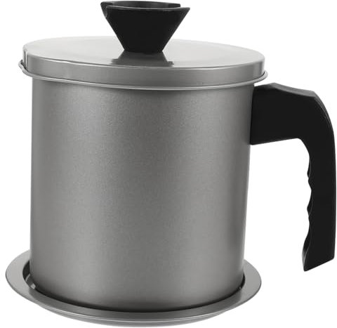 Cabilock Leak Oil Bottle Stainless Steel Oil Storage Can Strainer for Kitchen Grease Filtering Filter Container for Home Use Material for Long-Term Straining