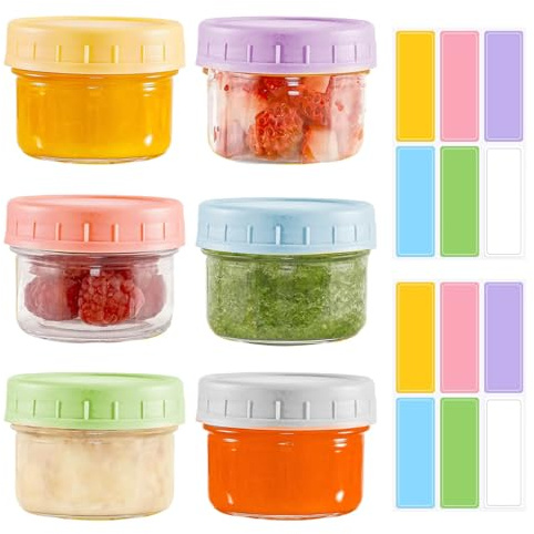 DYUEE Food Storage Containers with Airtight Lids, 6 Pack 80ml Small Containers with Stickers Reusable Sauce Containers for Food, Sauce