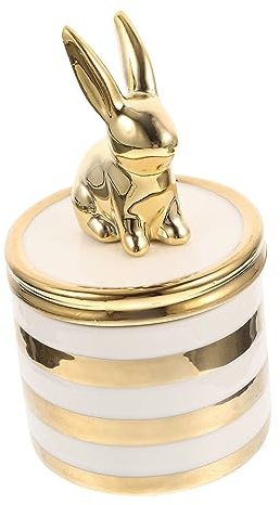 Joyero de Cerámica Forma de Conejo, Diseño Elegante y Creativo | Estuche Tapa Extraíble, para Bodas y Cumpleaños, Pequeño Organizador de Joyas, Porta Dijes y Collares