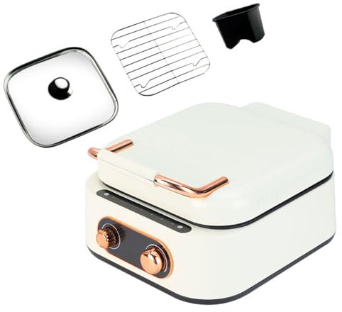 QYLTTDM Olla Caliente para Parrilla Eléctrica Sin Humo, Multicocina Antiadherente Portátil de 2,5 L para 1-3 Personas, Parrilla de Barbacoa Coreana de 1800 W para Interiores