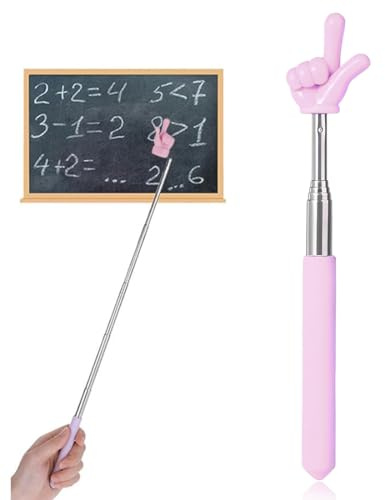 WeddHuis Extensible Telescópico Retráctil de Acero Inoxidable, 1 pieza, Dedo Puntero, Palo para Profesores de Escuela Primaria y Jardín de Infancia, Ideal para Presentaciones con Laser Pointer (Rosa)