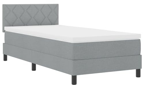vidaXL Boxspring Säng Med Madrass Ljusgrå 90X190 cm Tyg Hållbar Kompakt Elegant Sängkläder Sovrumsmöbler Skumtopper Pad Toppers