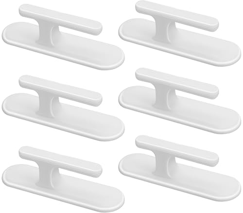 Tivleed 6Pcs Blind Cord Safety Device, Self Adhesive Plastic Cleat Hooks for Bathroom Window Blinds, Stick On Curtain Hooks with Moisture-Resistant Design (White)