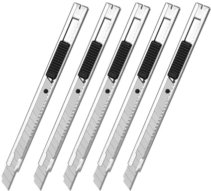 5 x Professionelle Cuttermesser, 9mm Abbrechklingen, 60 Grad Folienmesser, Teppichmesser, Grafikmesser, ideal für Folien, Tapeten, Handwerk, Kartonschachteln (60 Grad)