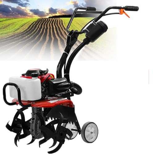 Cultivador de gasolina de 4 tiempos, ligero, compacto, potente rotovator para arar césped y tierra con asas de agarre seguro