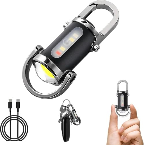 Yunrui Whoonly Lampe de Poche Mini, Lampe Torche Tactique Puissante Rechargeable USB-C, Poche de Survie EDC pour
