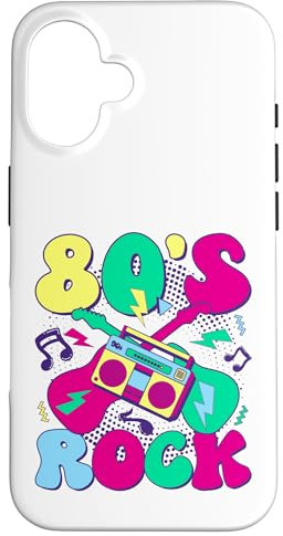 80’s Rock Design rétro années 80 avec Boombox et Guitares Coque pour iPhone 16