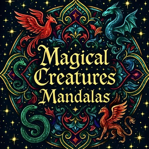 Magical Creatures Mandalas - Magiska Varelser Mandalas: Dark Fantasy målarbok för vuxna och tonåringar – Fantastiska djur och legendariska varelser med över 40 detaljerade mytografiska illustrationer