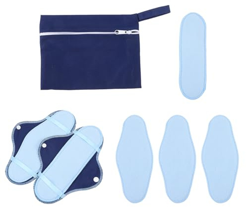 YARNOW Compresas Menstruales Lavables de Vellón Polar y Tela Pul Juego de 8 Neutralización de Olores y Bolsa Cremallera para Menstruación y Viaje