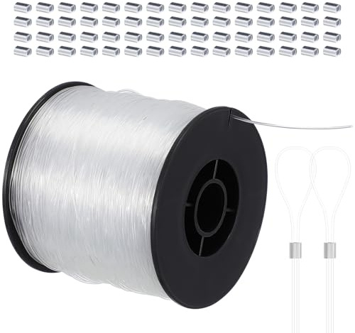 BIUDECO Cordón para Colgar Cuadros de Nylon Transparente Resistente Aleación de Aluminio, Fácil de Usar, Adecuado para Tiendas y Oficinas, Juego de 1 Set para Manualidades
