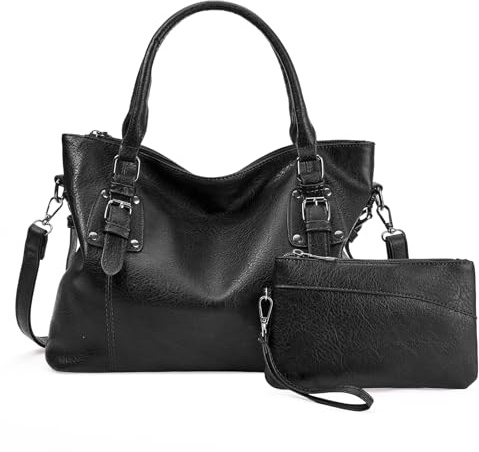 GOIACII Top Handle Tote Bag for Women Vegan Leather Large Capacity Shoulder Bags Ladies Laptop Purse Set 2pcs