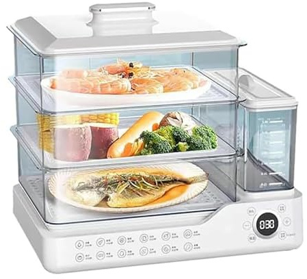Cuiseur Vapeur, Cuiseur Vapeur Électrique Domestique, 220V/800W, Cuiseur À Vapeur 3 Couches, 24 Heures De Réservation - Design Empilable 24L, Marmite Électrique Intégrée Pour La Cuisson ﻿