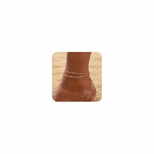 ZNBOH Bracelet de Cheville Femme Argent Sterling 925 Or Chaine de Cheville