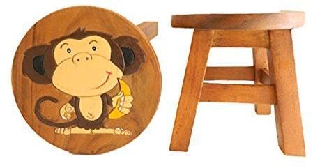 Thai Gifts Childrens Wooden Stool - Monkey