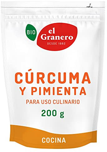 EL GRANERO INTEGRAL Cúrcuma y Pimienta de 200 g Apto para Veganos Propiedades Antioxidantes y Digestivas Genial para Cocinar con un Toque Oriental