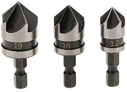 Malayas Set of 3Pcs Titanium Countersink Drill Bit Wood Chamfering Device Drill Bits