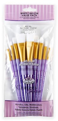 Royal & Langnickel RCC 306 - Crafters Choice, White Taklon 9-teiliges Flachpinsel Set