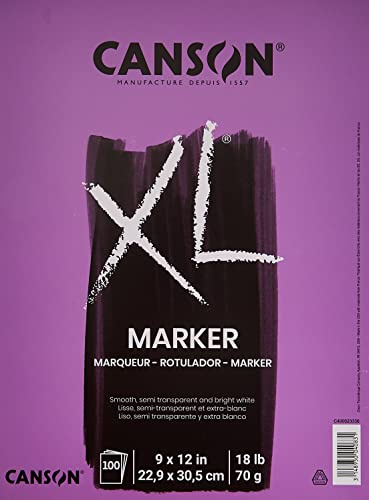 Canson XL Series Marker Paper Pad halbtransparent für Stift, Bleistift oder Marker, Fold Over, 8,2 kg, 9 x 12 Zoll, weiß, 100 Blatt (400023336)