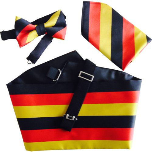 Great British Tie Club Deutsch Flagge Kummerbund: Beinhaltet Fliege und Einstecktuch