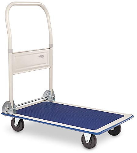 Stagecaptain Platformer Plattformwagen (Transportkarre, Klappwagen, Gummiauflage, Gummierter Kantenschutz, Einklappbarer 90° Handgriff mit Fußbedienung, 4 Rollen, Belastbar bis 150 kg) schwarz