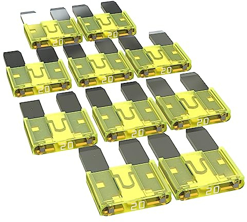 AUPROTEC Mini Flachstecksicherung 2A - 30A Stecksicherung Schmelzsicherung Auswahl: 20A Ampere gelb, 10 Stück