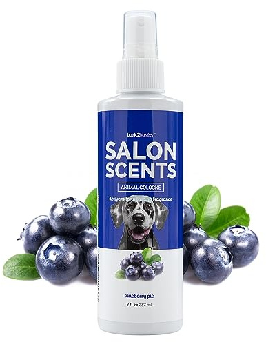 Bark2Basics Salon Scents Pet Grooming Cologne Spray - 8 oz, Natural Professional Groomer Grade Perfume Deodorant for Dogs and Cats, Long Lasting, Deodorizing (Blueberry Pie)