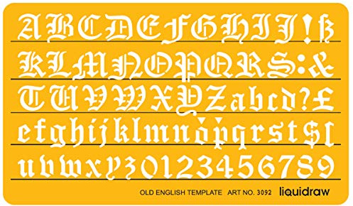 Old English Letter Schablonen 15 mm, Schriftzug Schablonen zum Basteln, englische Schablone, Alphabet, Zahlen, Zeichnen, Zeichnen, Vorlage