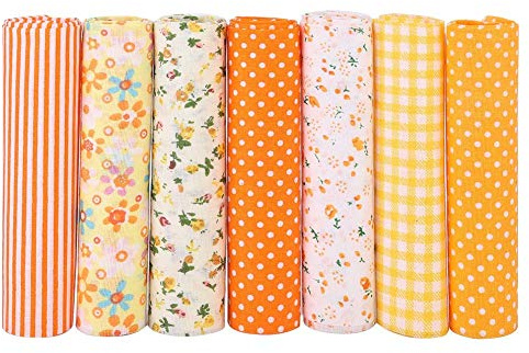7 stücke Verschiedene Muster Patchwork Stoff Baumwolle Gelb Batiks Nähen Scrapbooking Quilten Artcraft zum Nähen Handwerk Tuch DIY Brieftasche Kissenbezug(50 * 50cm)