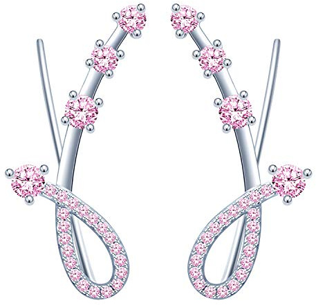 Yumilok Bling damörhängen örhängen öronklämmor 7 kristaller musiknot 925 sterlingsilver allergivänliga öronsmycken öronmuffs för kvinnor flickor, Sterlingsilver Kubisk zirkonia, Kubisk zirkonia