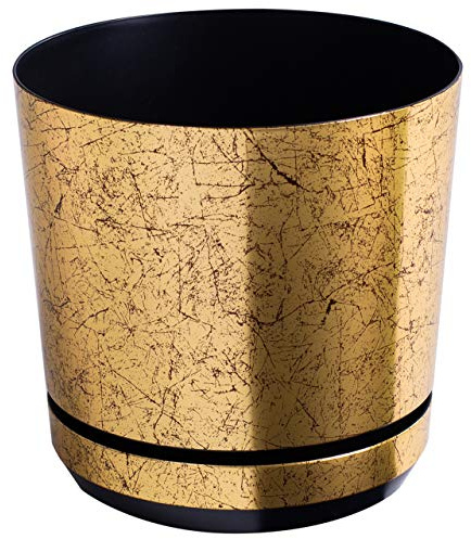 KORAD Blumentopf/Übertopf Altgold 26 cm - Pflanzkübel aus Hochwertiger Kunststoff - Dekorativer Gold Topf für Pflanzen