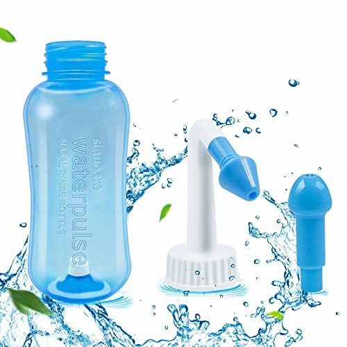 Neti Pot Sinus Rinse Bottle，Abnaok Nose Wash Cleaner Pressure Rinse Nasal Irrigation for Adult & Kid BPA Free，Nasal Wash Kit for Home or Travel