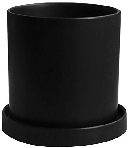 Cabilock 1juego Macetas De Cerámica Negras para Plantas Suculentas Plato Decoración Minimalista para Oficina Cocina y Patio Pequeño